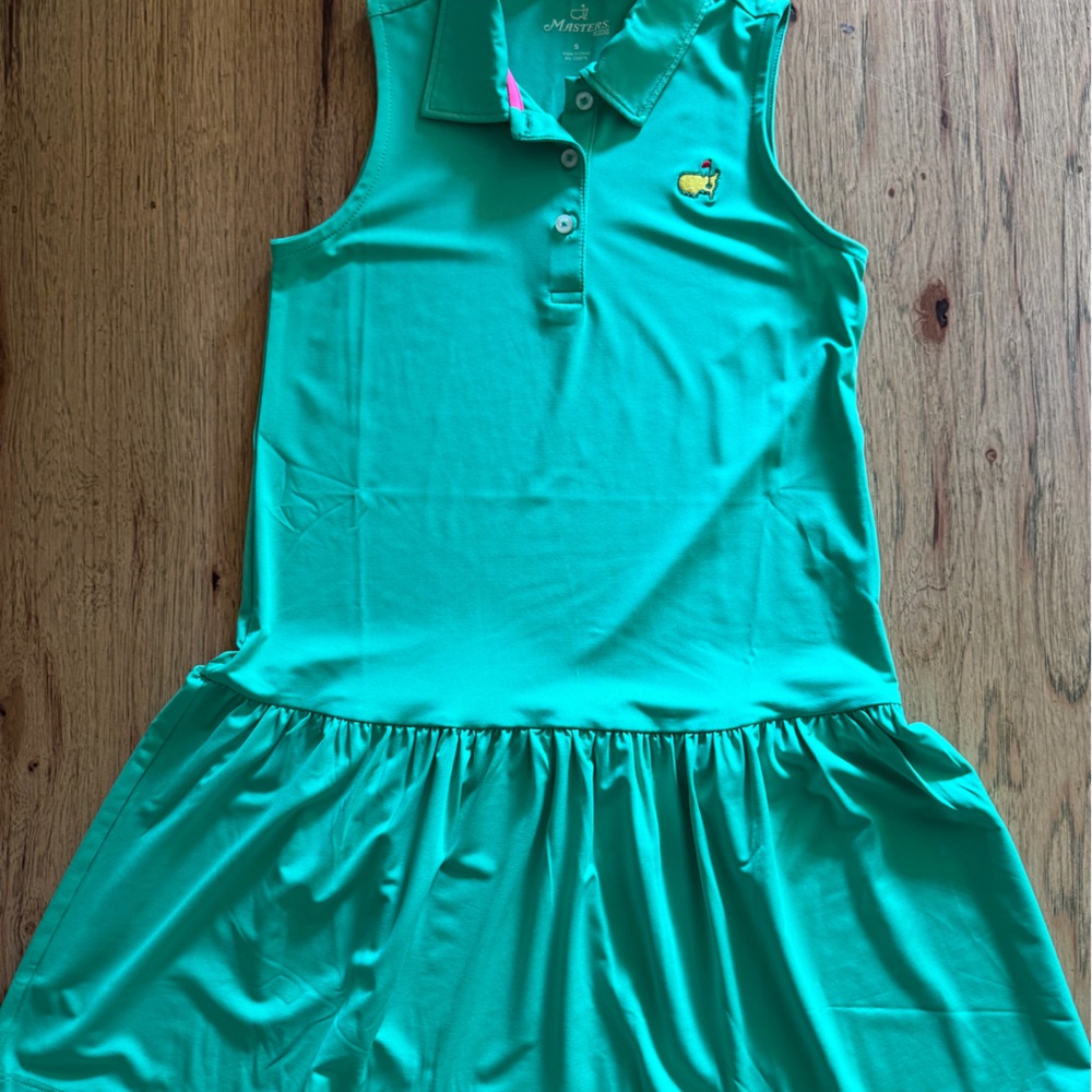 Masters Girls Sleeveless Polo Dress in Kelly green perfomance material